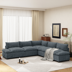 115.5 Modular Deep Gray Sectional Sofa With Durable Polyester Upholstery, Plush Cushions, Hidden Storage Compartments, And Versatile Design For Living