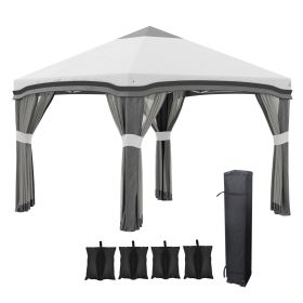 Outsunny 10' X 10' Pop Up Canopy Tent With Netting, Instant Tents For Parties, Height Adjustable, Wi