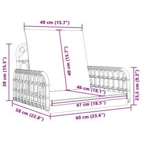 vidaXL Scaun balansoar cu perne, 63x58x39 cm, poliratan È™i oÈ›el