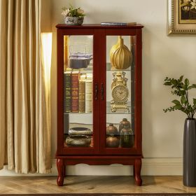 Display Cabinet With Adjustable Shelf And Mirrored Back Panel