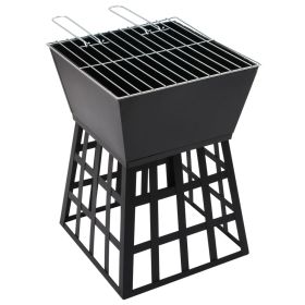 vidaXL 2-in-1 Fire Pit and BBQ 34x34x48 cm Steel
