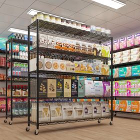 Five Layer Heavy-duty Display Rack With Rubber Wheels And Adjustable Interlayer Spacing