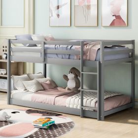 Twin Floor Bunk Bed With Ladder, Gray