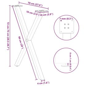 vidaXL Dining Table Legs X-Shaped 2 pcs Black 70x(72-73) cm Steel