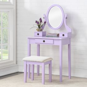 Makeup Vanity And Stool Set, Purple
