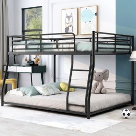 Metal Floor Bunk Bed, Full XL Over Queen, Black