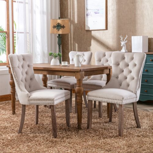 Solid Wood Velvet Cushioned Dining Chair