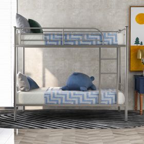 Twin Over Twin Metal Bunk Bed  Silver