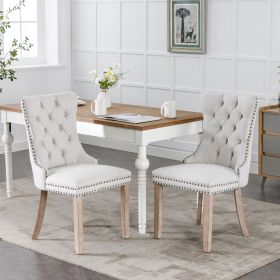 Nikki Modern Tufted Solid Wood Flax Upholstered Dining Chair