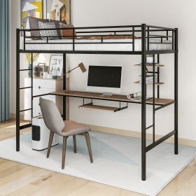Loft Bed With Desk And Shelf , Space Saving Design,Twin