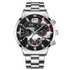 Fashion Men's Stainless Steel Watches Luxury Quartz Wristwatch Calendar Luminous Clock Men Business Casual Watch
