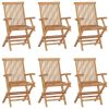 Folding Patio Chairs 6 pcs Solid Teak Wood