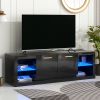 ON-TREND Modern TV Stand with 2 Tempered Glass Shelves, High Gloss Entertainment Center for TVs Up to 70''