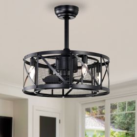 20''Industrial 5-Blade Ceiling Fan with remote control ,5 ABS Blades small size ceiling fan--Matte Black