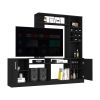 Entertainment Center for TV´s up 78", Double Door Cabinet, Storage Spaces, Six External Shelves, Black