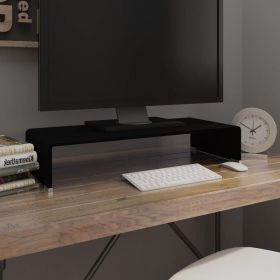TV Stand/Monitor Riser Glass Black 27.6"x11.8"x5.1"