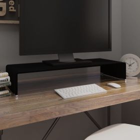 TV Stand/Monitor Riser Glass Black 31.5"x11.8"x5.1"
