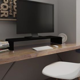 TV Stand/Monitor Riser Glass Black 35.4"x11.8"x5.1"