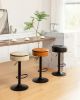 Round Storage Bar Stool Set of 2, Khaki Faux Leather Height Adjustable Barstool, 360°Counter Height Swivel Stool