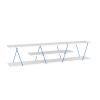 FurnisHome Store Tars Mid Century Modern Tv Stand 4 Shelves Open Storage Metal Cords Entertainment Centre 56 inch Low Tv Unit, White Blue