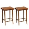 Set of 2 25.5 Inch Barstools with Removable Cushion and Footrest