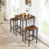 Bar Table Set, Square Bar Table with 2 Bar Chairs, Industrial Style Bar Chairs for Kitchen Breakfast Table, Bar, Living Room, Banquet Hall