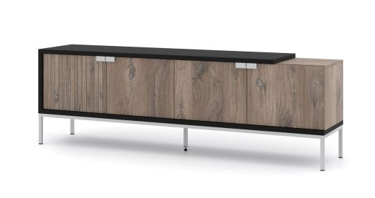 Toledo - TV Stand 4D black / flagstaff oak