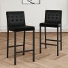 Modern design High stool Metal legs Kitchen Restaurant Black pu bar chair, black spray painted chair legs, suitable for bar Cafe restaurant (set of 2)