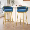 Swivel Counter Height Bar Stools Set of 2, 31." Bar Height Stools with Hand-Woven Backrest & Gold Metal Legs