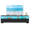 4-Drawer TV Stand for TV's up to 80" Flat Screen Cabinet Door Living Room Storage Entertainment Center, Black