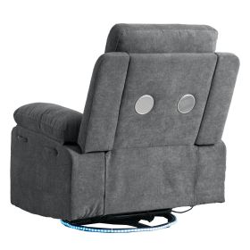 Power Recliner Glider Chair With Bluetooth Speaker 270 Degree Swivel With LED Light Side Arm With Storage Pockets USB+Type C Charging Port Button Cont