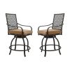 Outdoor Living Swivels Bar Stools, Outdoor Bistro Set for Garden Balcony Backyard Deck, High Bar Chairs with Seat Cushion,Khaki(2 Chairs)