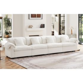 Extra Large and Long 4 Seater Modern Velvet Sofa, Oversize Sofa, Cloud Like Comfortable Couch with Comfy Seat and Back Support