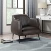 Luxury Furniture 1pc Accent Chair Brown Premium Faux Leather Upholstery Black Finish Metal Legs Elegant Look