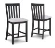 2pc Black/Light Gray Counter Height Chair Slat Back Wooden Dining Room Furniture