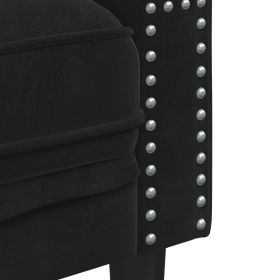 vidaXL Canapea Chesterfield cu pernuÈ›e/3 locuri, negru, catifea