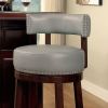 Sherly Set of 2 Bar stool 30" Swivel Stool Dark Oak Solid wood Dark Gray Leatherette Chairs Dining Room