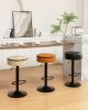 Round Storage Bar Stool Set of 2, Khaki Faux Leather Height Adjustable Barstool, 360°Counter Height Swivel Stool