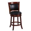 Comfortable Swivel Counter Height Chair 1pc Dark Cherry Finish Faux Leather Upholstery Solid Wood Furniture