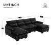 [VIDEO provided][New]110*55" Modern U-shaped Sectional Sofa with Waist Pillows,6-seat Upholstered Symmetrical Sofa Furniture