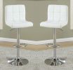 White Faux Leather Bar Stool Counter Height Chairs Set of 2 Adjustable Height Kitchen Island Stools Modern