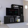Entertainment Center for TV´s up 78", Double Door Cabinet, Storage Spaces, Six External Shelves, Black