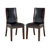 Transitional Dining Room Side Chairs Set of 2pc Chairs only Brown Cherry Unique Curved Back Espresso Leatherette Padded Seat