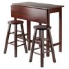 Lynnwood Drop Leaf Island Table with 2 Square Legs Stool Walnut