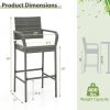 All Weather PE Rattan Bar Chairs Set of 4 with Armrests and Seat Cushions for Porch Backyard