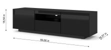 AURA 150 TV STAND / 59,06 in black matt / black gloss