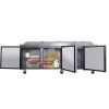 Orikool 93 IN Commercial Pizza Prep Table with a Built-in Refrigerator 30.8 Cu.Ft, Butcher Block Cutting Board, Protection Lid, Cold Storage