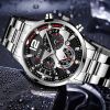 Fashion Men's Stainless Steel Watches Luxury Quartz Wristwatch Calendar Luminous Clock Men Business Casual Watch