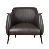 Luxury Furniture 1pc Accent Chair Brown Premium Faux Leather Upholstery Black Finish Metal Legs Elegant Look