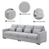 [VIDEO provided] [New] 104" 4-Seater Modern Linen Fabric Sofa with Armrest Pockets and 4 Pillows,Minimalist Style Couch for Living Room, Apartment
